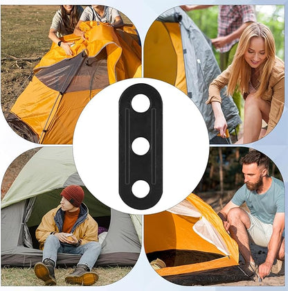Rope Tightener, 30 PCS Tent Rope Tensioners Plastic Cord Tensioners Tent Wind Ropes Buckle Fasteners 3 Hole Paracord Tensioner Ropes Adjuster for Camping Hiking Picnic Outdoor Activities, Black