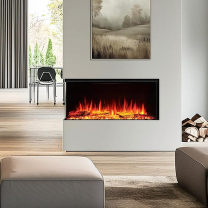 LegendFlame 35" W Smart Build in Electric Fireplace Insert, 1-2-3 Sided View