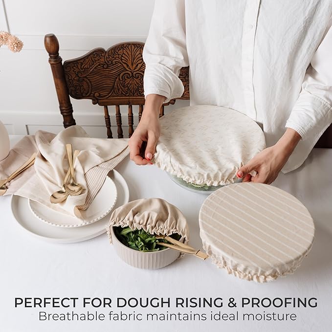 Beautiful Linen Cotton Blend Bowl Covers