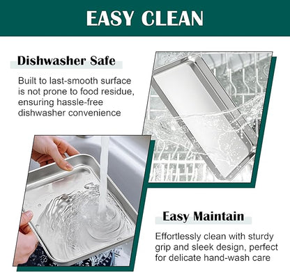 E-far Small Baking Sheet with Wire Rack, Stainless Steel Cookie Sheets Trays &