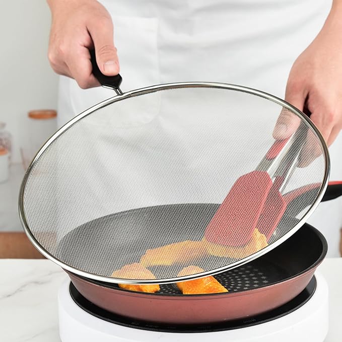 Splatter Screen for Frying Pan, Stainless Steel Grease Splatter Guard Splatter