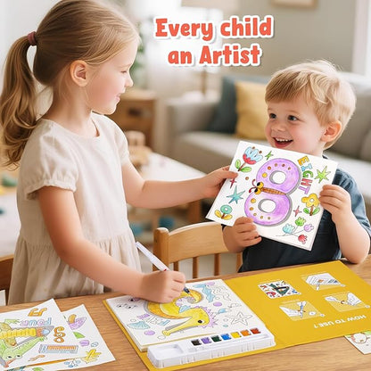 JoyCat Paint with Water Coloring Books for Toddlers, Watercolor Painting Sets for Kids Ages 3-5 4-8, Arts and Crafts Drawing Activities Toy Birthday Gift for Boys Girls (Numbers)