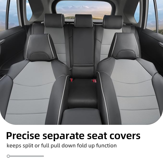 Lolcar Rav4 Seat Covers Custom Fit for Toyota Rav4 2021-2024 Prime SE,XSE & 2019-2025 Hybrid/PHEV SE,XSE, Leather Truck Seat Cover Full Set for SUV,Faux Leather(Black/Gray)