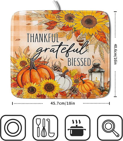 Giwawa Autumn Pumpkins Dish Drying Mat