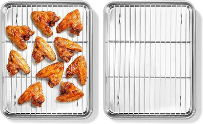 Homikit Quarter Sheet Pan with Rack Set, 9x13 Stainless Steel Baking Sheets