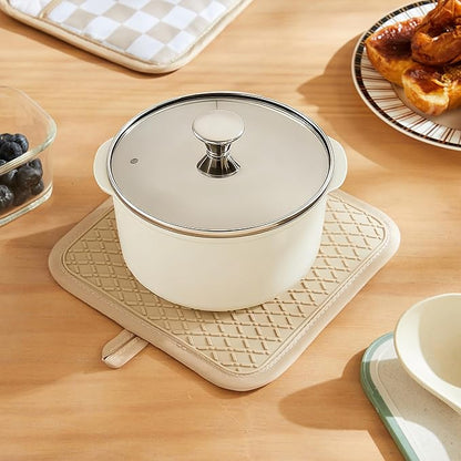 Ohocut Beige Checkered Pot Holder, Checkerboard Potholders