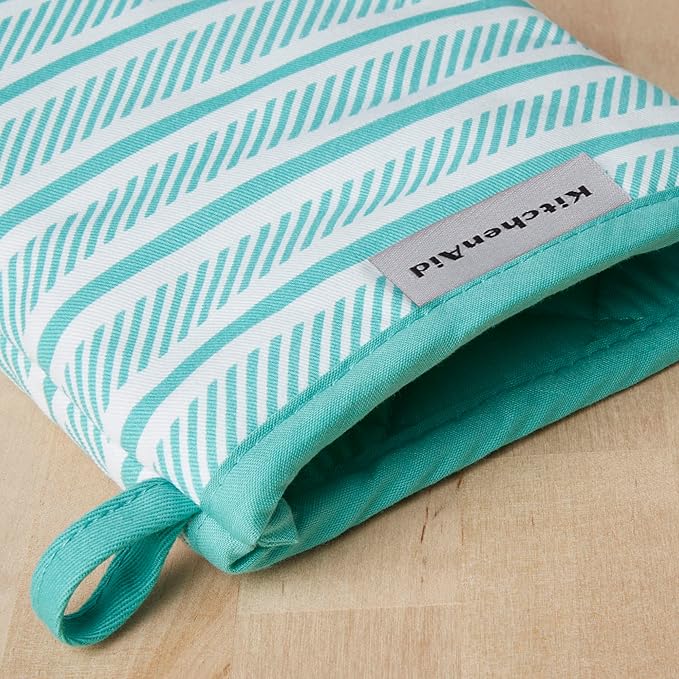 KitchenAid Albany Mini Oven Mitt 2-Pack Set, Aqua Sky