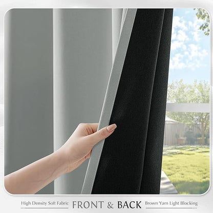 Beauoop Grey 100% Blackout Curtains 84 Inch Long 2 Panels