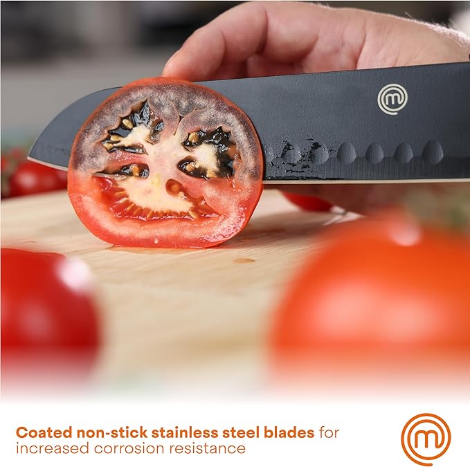 MasterChef Knife Set with Block, 6 Kitchen Knives and a Universal Knife Holder