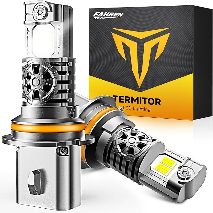 Termitor 9004/HB1 Light Bulbs, 50,000LM 1000% Brightness, 60000+ Hours Lifespan, Real 1:1 Halogen Mini Size, 6500K Cool White, Plug-N-Play, Pack of 2
