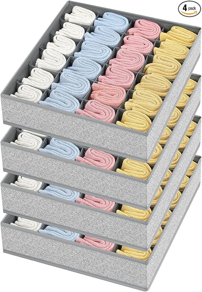 Joyoldelf Sock Drawer Organizer Divider Underwear Organizer 24-cell Fabric
