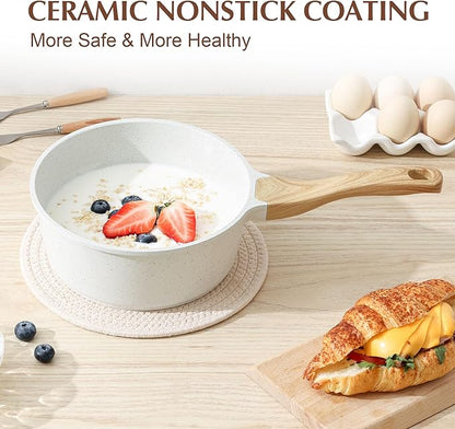 SENSARTE White Ceramic Nonstick Saucepan