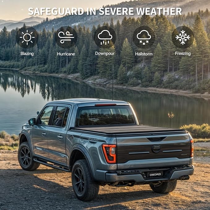 OEDRO FRP Hard Tri-fold Tonneau Cover Fold Truck Bed Covers Fits for Ford F150 F-150 2015-2025 with 5.5 Feet Bed