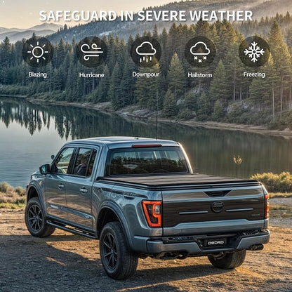 OEDRO FRP Hard Tri-fold Tonneau Cover Fold Truck Bed Covers Fits for Ford F150 F-150 2015-2025 with 5.5 Feet Bed