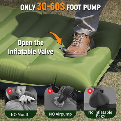 Camping Sleeping Pad, Thick 5 Inch Camping Mat with Pillow Built-in Foot Pump Ultralight Inflatable Sleeping Pads for Camping, Backpacking, Hiking, Tent