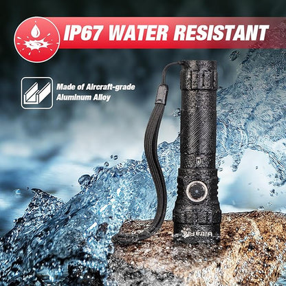 ULTRAFIRE Police Flashlight with Holster, 1200 High Lumen Law Enforcement Flashlight with Holster for Duty Belt, Tactical Flashlight with Belt Holder, Rechargeable Small LED Flash Light UF3
