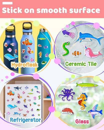 Benresive Reusable Sticker Books for Kids 2-4, Sticker Books for Toddlers 1-3 2-4, Toddler Travel Toys Activities Crafts Gifts - Ocean