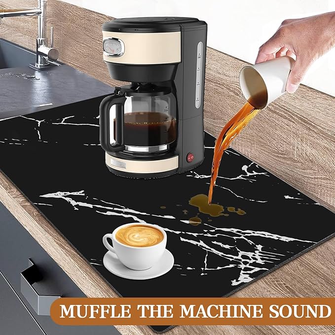 Absorbent Coffee Mat, Hide Stain Rubber Backed Absorbent Dish Drying Mat
