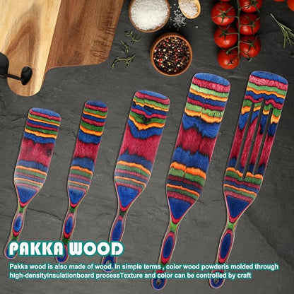 Spurtle Set, Wooden Utensils for Cooking, Kitchen Utensils Set, Pakkawood