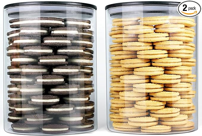 Urban Green Glass Jars with Black Lids, Glass Food Storage Canister with black lids, Pantry Flour Jars, Large Size Food Storage Containers set (2 Sets of 100oz)
