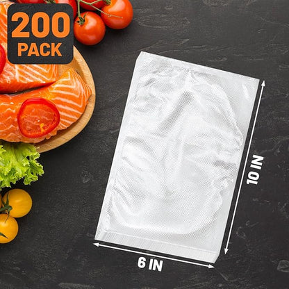 200 Pint Vacuum Sealer Bags, BPA Free 6 x 10 Inch Vacuum Seal Bags for Food Saver, Seal a Meal, Weston. Heavy Duty Commercial Grade Vacuum Food Storage Bags for Sous Vide Freezer Vac Storage Meal Prep