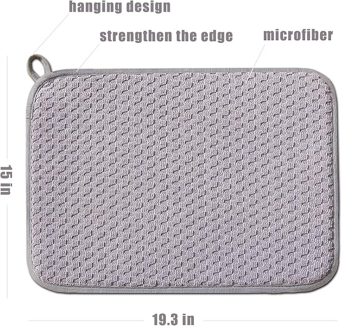 Dish Drying Mats for Kitchen Counter 2 Pack, Dish Drying Pads Absorbent