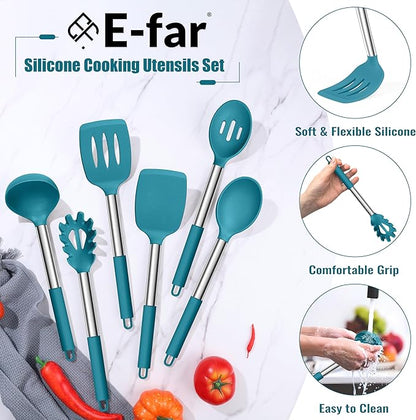 E-far 14 Pieces Silicone Cooking Utensils Set, Kitchen Utensils Set