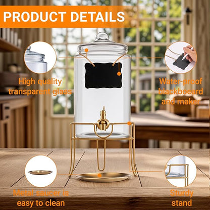 1 Pack1 Gallon Glass Drink Dispensers