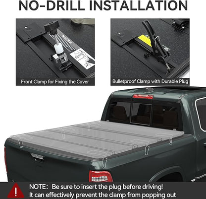 AUTOSAVER88 Hard Quad Fold Truck Bed Tonneau Cover Fit for Dodge Ram 1500 2002-2026 (Classic & New), Fits for Dodge Ram 2500 3500 2003-2026 with 6.4ft Bed Without Rambox