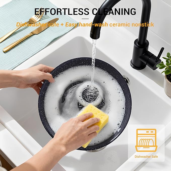 Ammeloo 21 Pcs Pots and Pans Set Non Stick, Ceramic Kitchen Cookware Set
