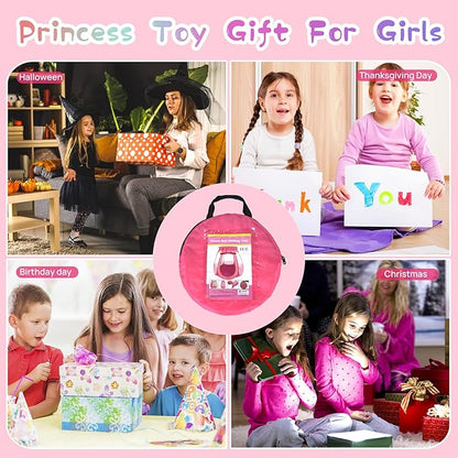 Baby Ball Pit for Toddler with 50 Balls, Pop Up Princess Tent with Star Lights for 1 2 3 Year Old Birthday Gift, 12-18 Months Baby Girl Toys with Carrying Bag, Indoor&Outdoor Play Tent for Kids