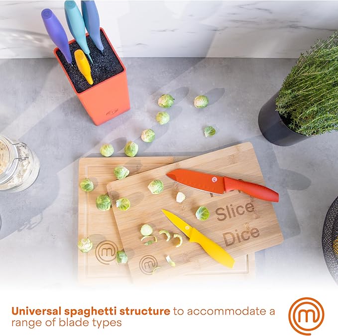 MasterChef Knife Block Set of 6 Kitchen Knives, Extra Sharp Stainless Steel
