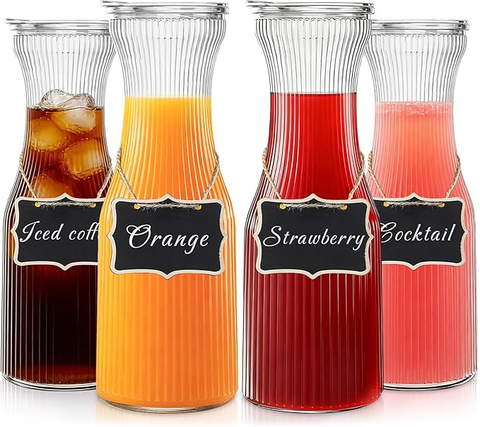INSETLAN 1 Liter Ribbed Glass Carafe