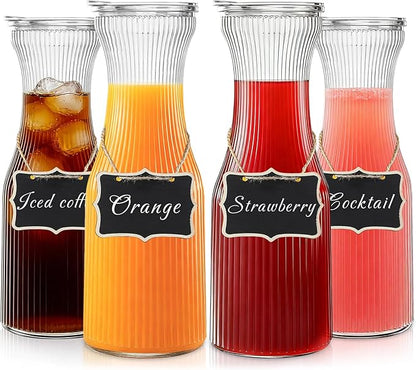 INSETLAN 1 Liter Ribbed Glass Carafe