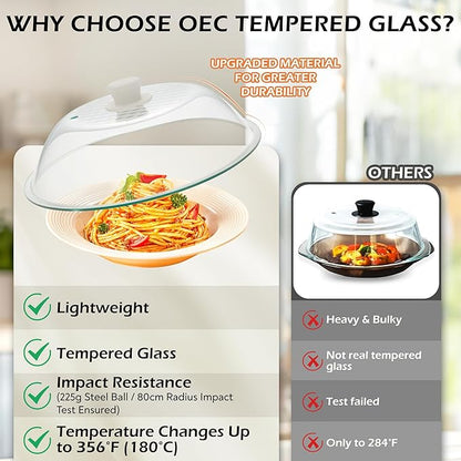 OEC Lighter Weight Tempered Glass Microwave Splatter Cover