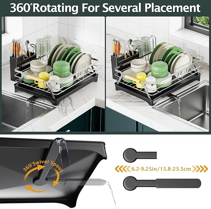 Epicano Dish Drying Rack for Kitchen Counter, Space-Saving Dish Rack, Rustproof