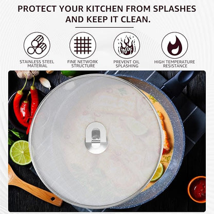 3 Pcs Splatter Guard Stainless Steel Frying Pan Splatter Screen Splash Proof