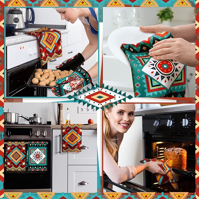 Jingmore 6 Pcs Kitchen Decor Set Accessorie Farmhouse Kitchen Towels Pot