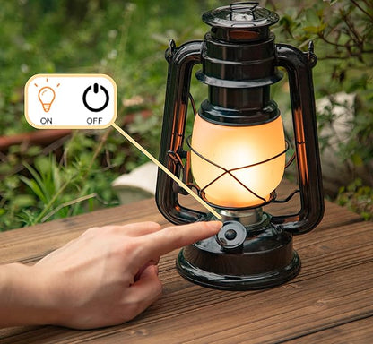YAKii LED Vintage Flame Lantern Metal Outdoor Hanging Lantern with Dancing Flame Battery Operated Halloween Outdoor Indoor Decoration(Black Pack of 2)