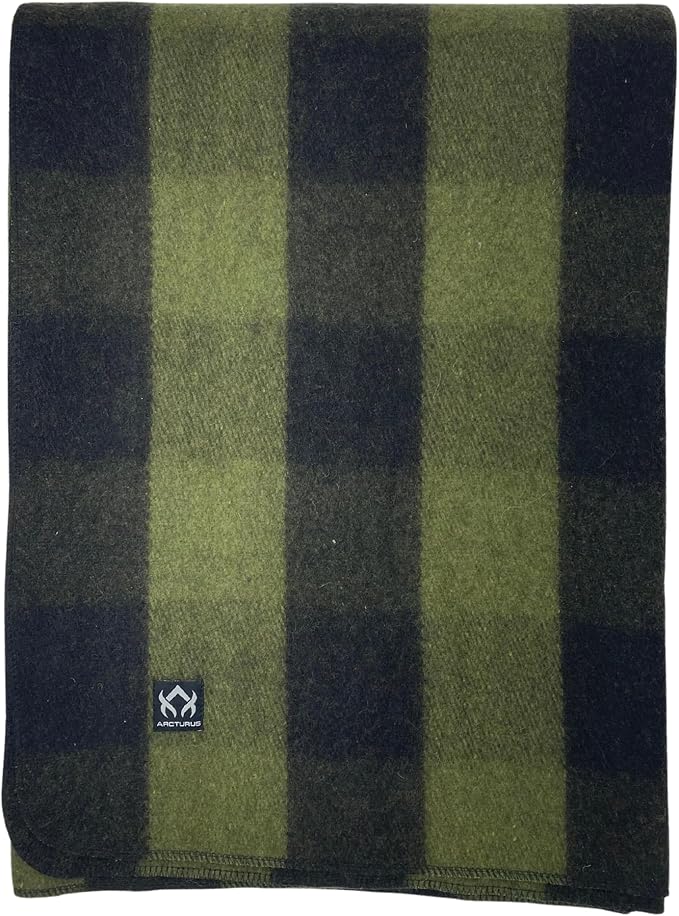 Arcturus Plaid Wool Blankets - 4.5lbs Warm, Heavy, Washable, Large | Great for Camping, Outdoors, Sporting Events, or Home