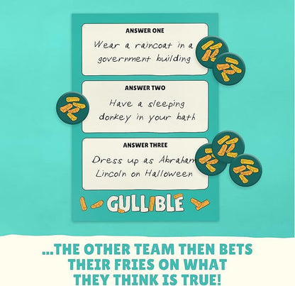 Gullible: The Hilarious Team Game of Creativity, Bluffing and Astonishing Facts. Will You Fool Your Family and Friends or Believe The Unbelievable? (Gullible - Same Game, Smaller Box) (New Edition)