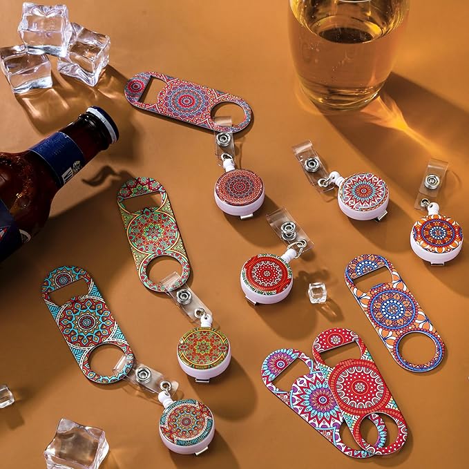 Irenare 6 Pcs Flat Bottle Openers Retractable Bar Keys