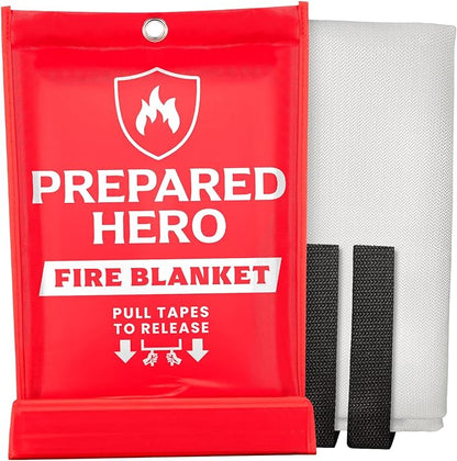 Prepared Hero Emergency Blanket - 1 Pack - Fiberglass Fire Suppression Blanket for Kitchen, Home 39” x 39”