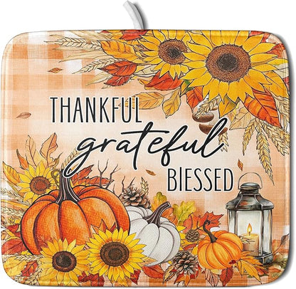 Giwawa Autumn Pumpkins Dish Drying Mat