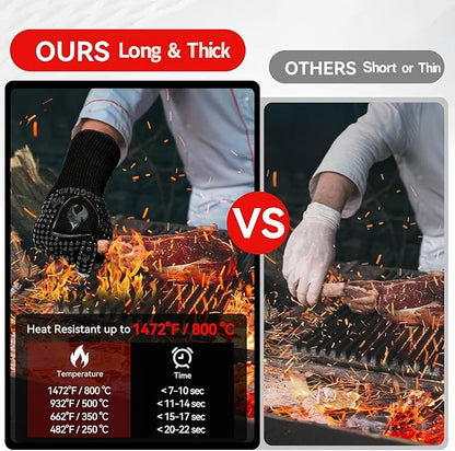 BBQ & Grill Gloves, Oven Gloves, 1472°F Silicone Oven Mitts Heat Resistant