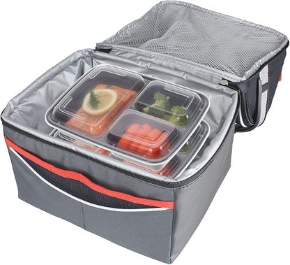 Freshware Meal Prep Containers [21 Pack] 3 Compartment with Lids, Food Storage Containers, Bento Box, BPA Free, Stackable, Microwave/Dishwasher/Freezer Safe (24 oz)