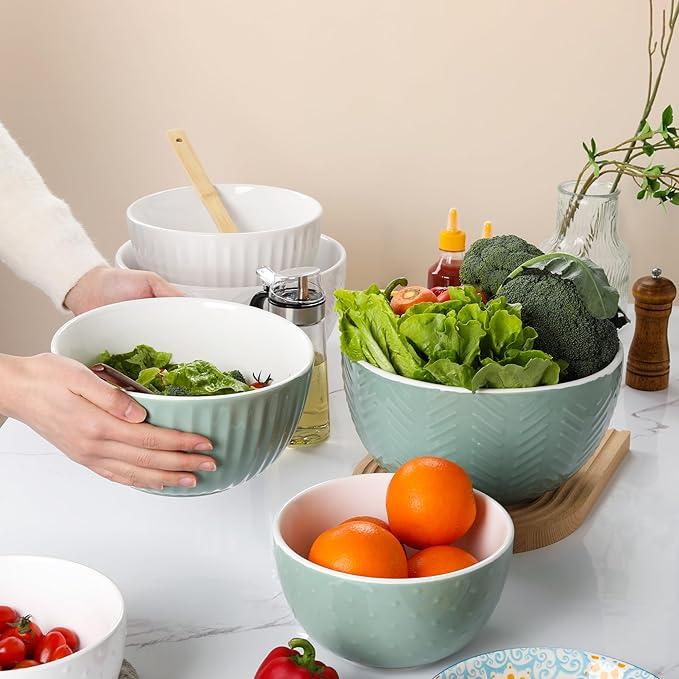 HAPPY KIT Ceramic Mixing Bowls Set, Serving Bowls Set