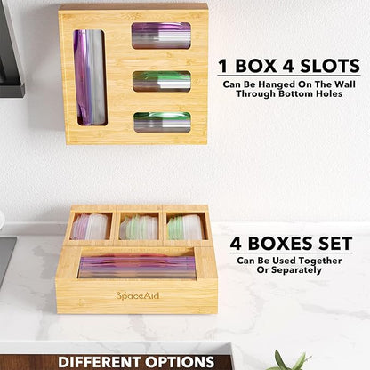 SpaceAid Bag Storage Organizer for Kitchen Drawer, Bamboo Organizer, Compatible