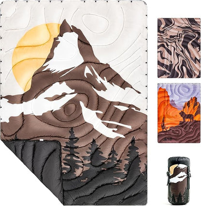 ONETIGRIS Camping Blanket,Wearable Outdoor Quilt with Recycled Thermal Insulation, Convertible to Sleeping Bag, Lightweight & Portable Travel Blanket for Camping &Hiking