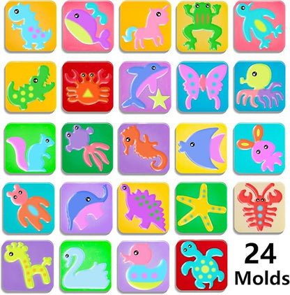 Magic Water Elf Toy Kit, 20 Bottles 24 Molds 70ML Aqua Fairy Water Gel Kit with Sparkling Magic Gel Glow in The Dark, Crate Your Own Magic Water Pets Aqua Fairy Craft Kits for Kids
